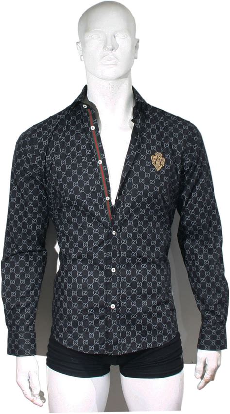 black and white print gucci dress shirt|all black Gucci shirt.